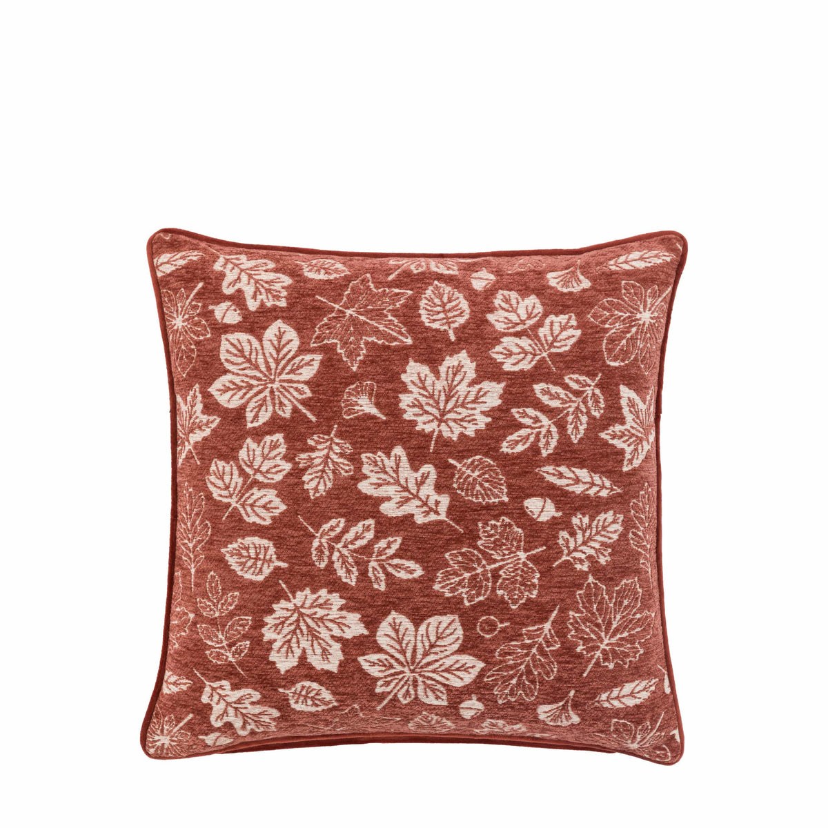 Bodhi Living Autumn Leaf Chenille Cushion Rust House of Isabella UK