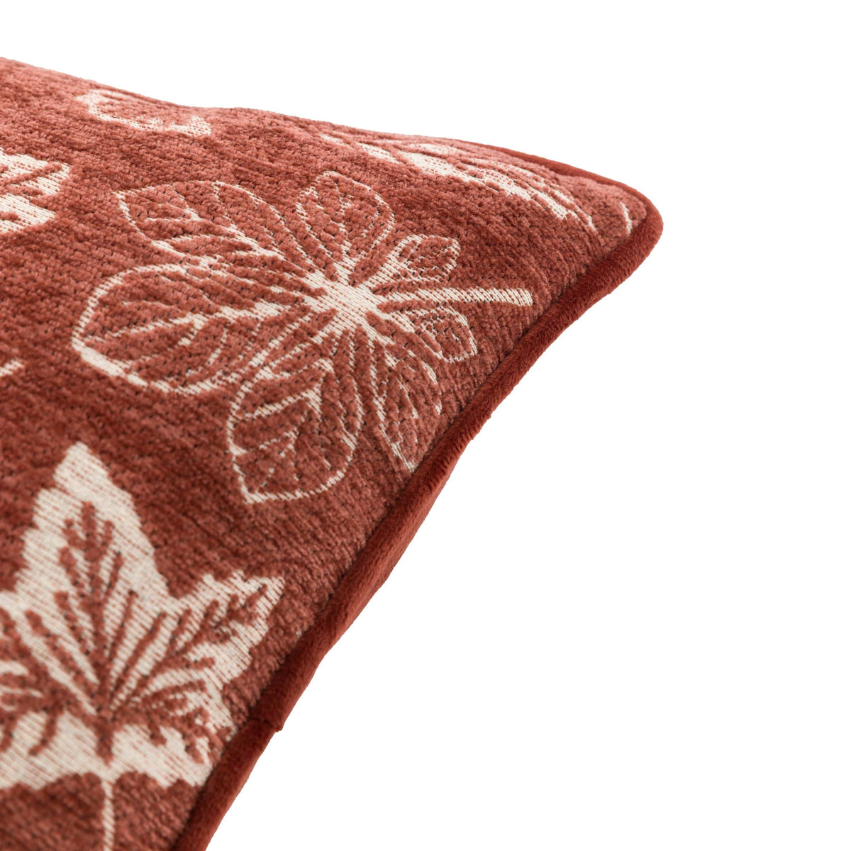 Bodhi Living Autumn Leaf Chenille Cushion Rust House of Isabella UK