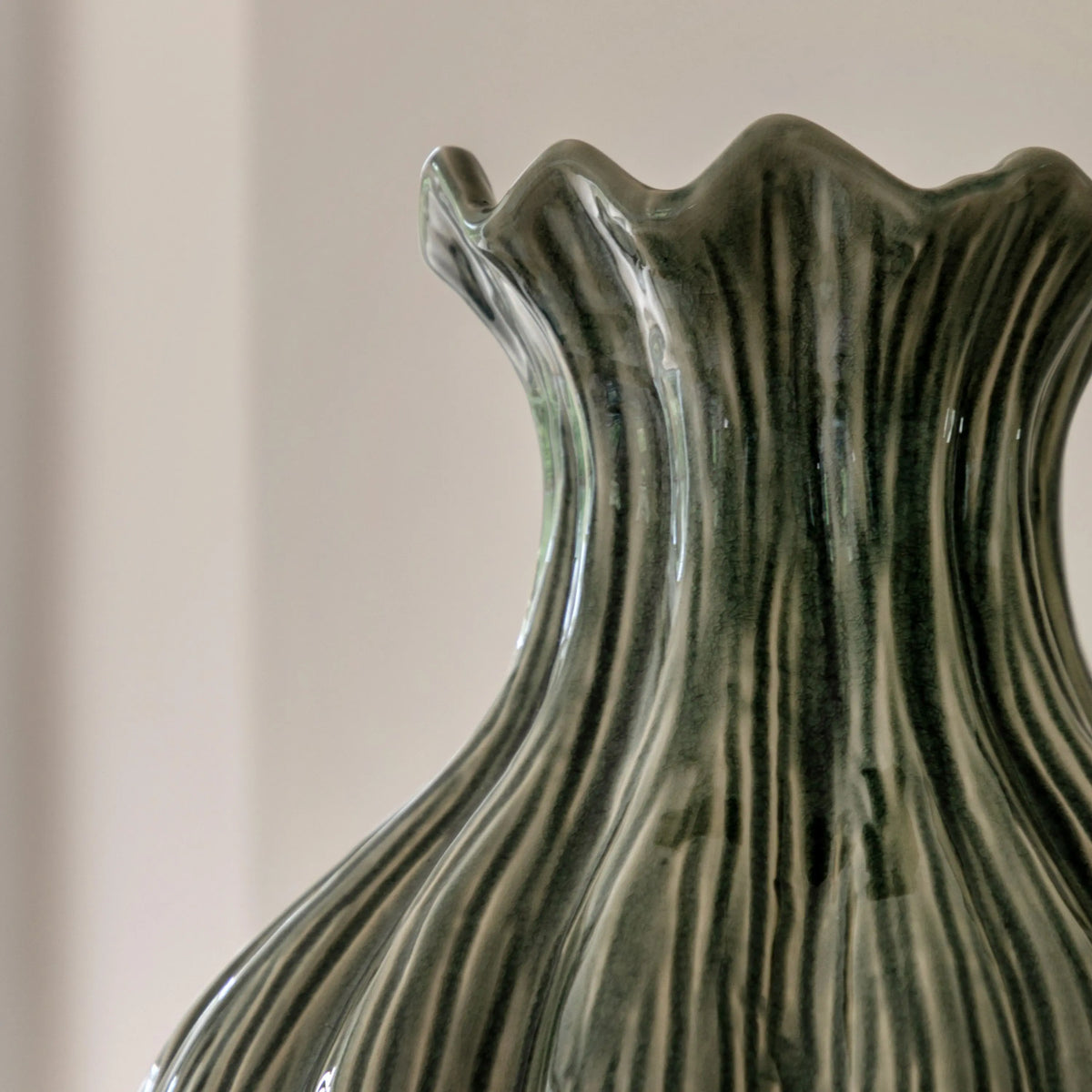 Bodhi Living Aven Glazed Vase Fennel Green House of Isabella UK