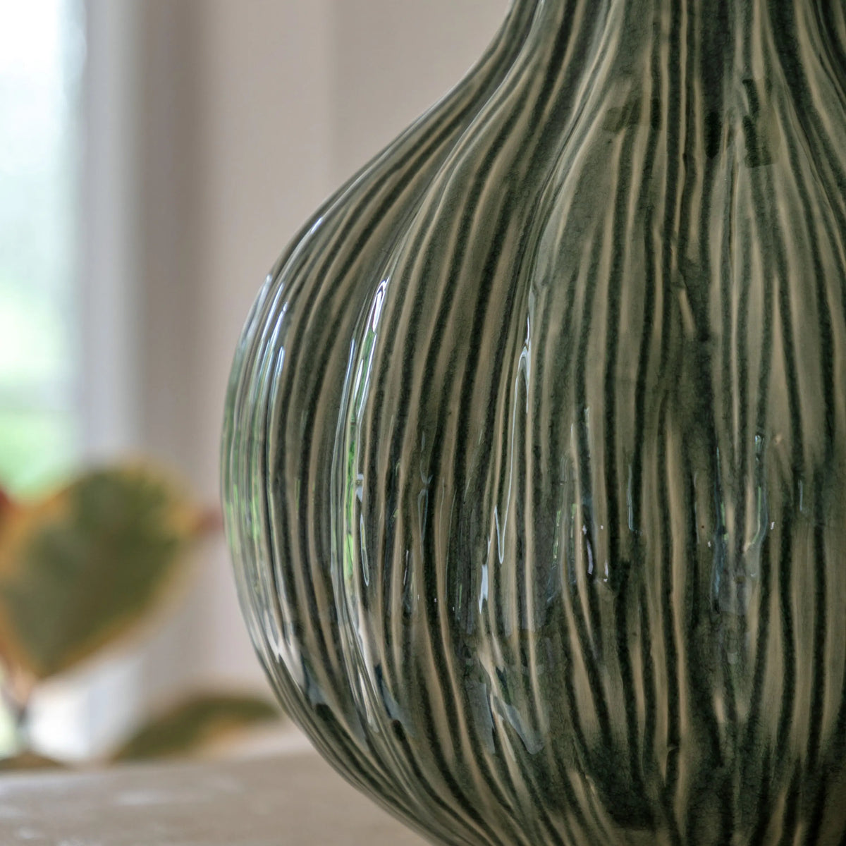 Bodhi Living Aven Glazed Vase Fennel Green House of Isabella UK