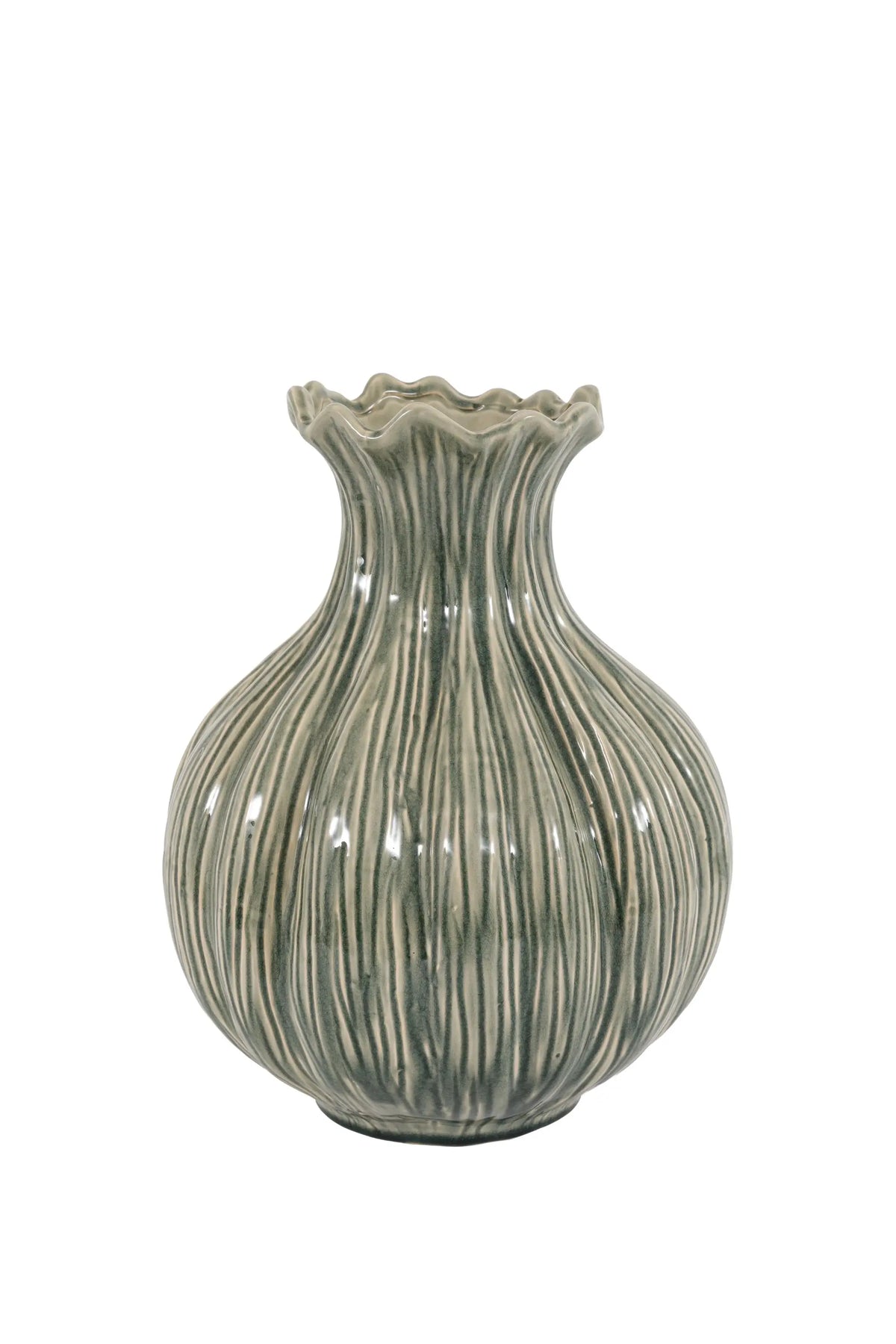 Bodhi Living Aven Glazed Vase Fennel Green House of Isabella UK