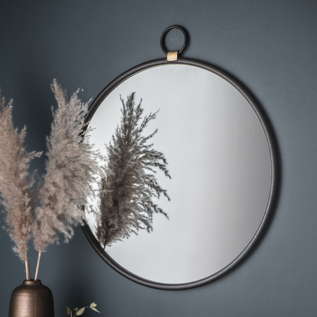 Barbon Black Round Mirror - Large.