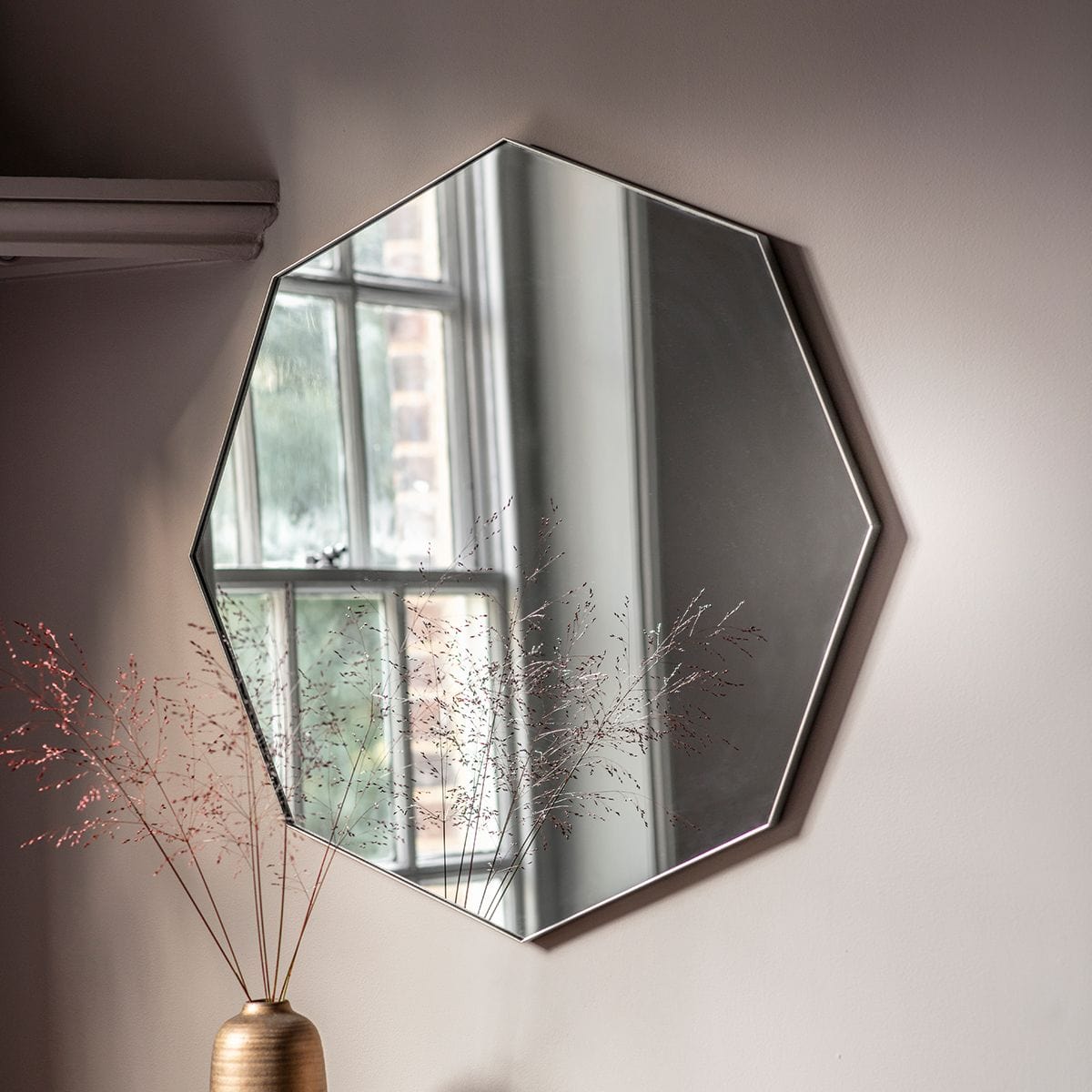 Beaminster Octagon Mirror Silver.