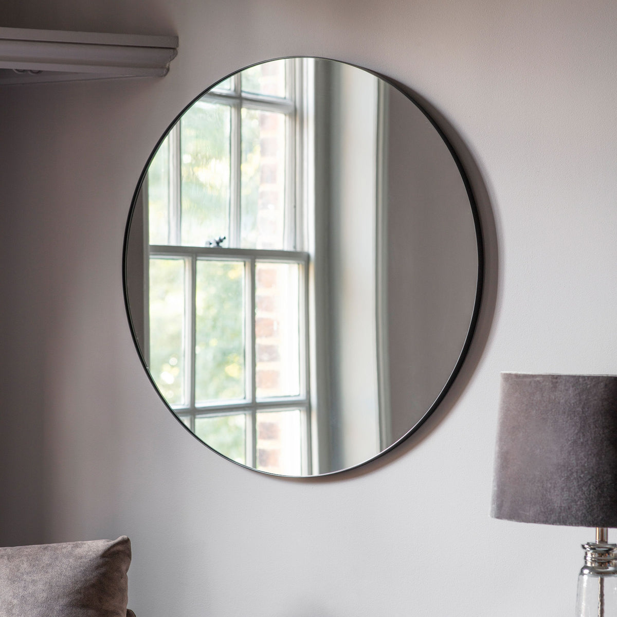 Beaminster Round Mirror Black.