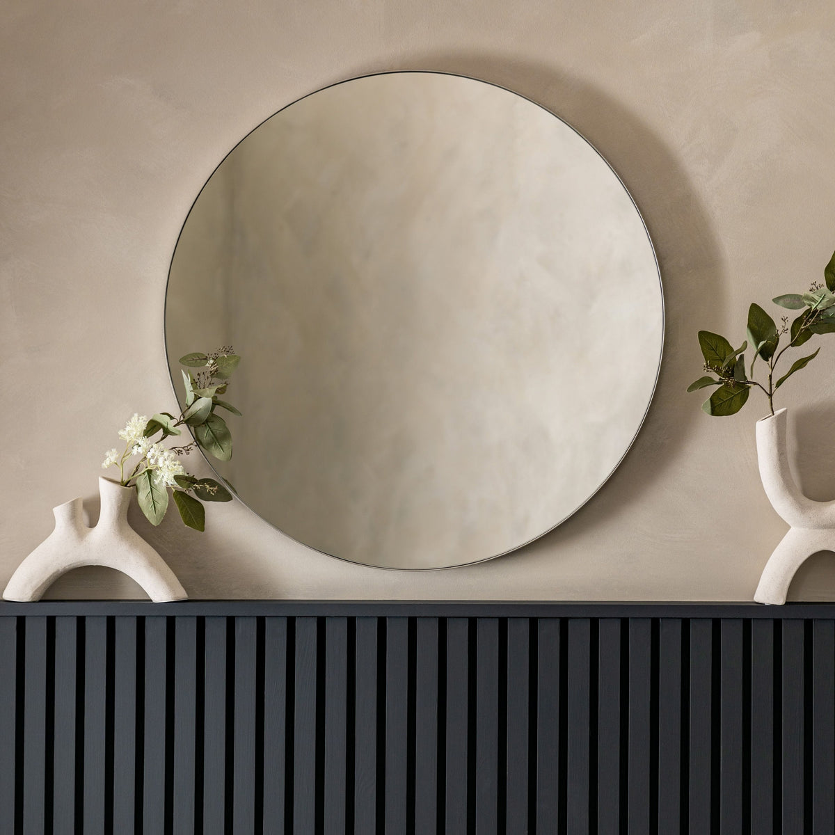 Beaminster Round Mirror Silver.