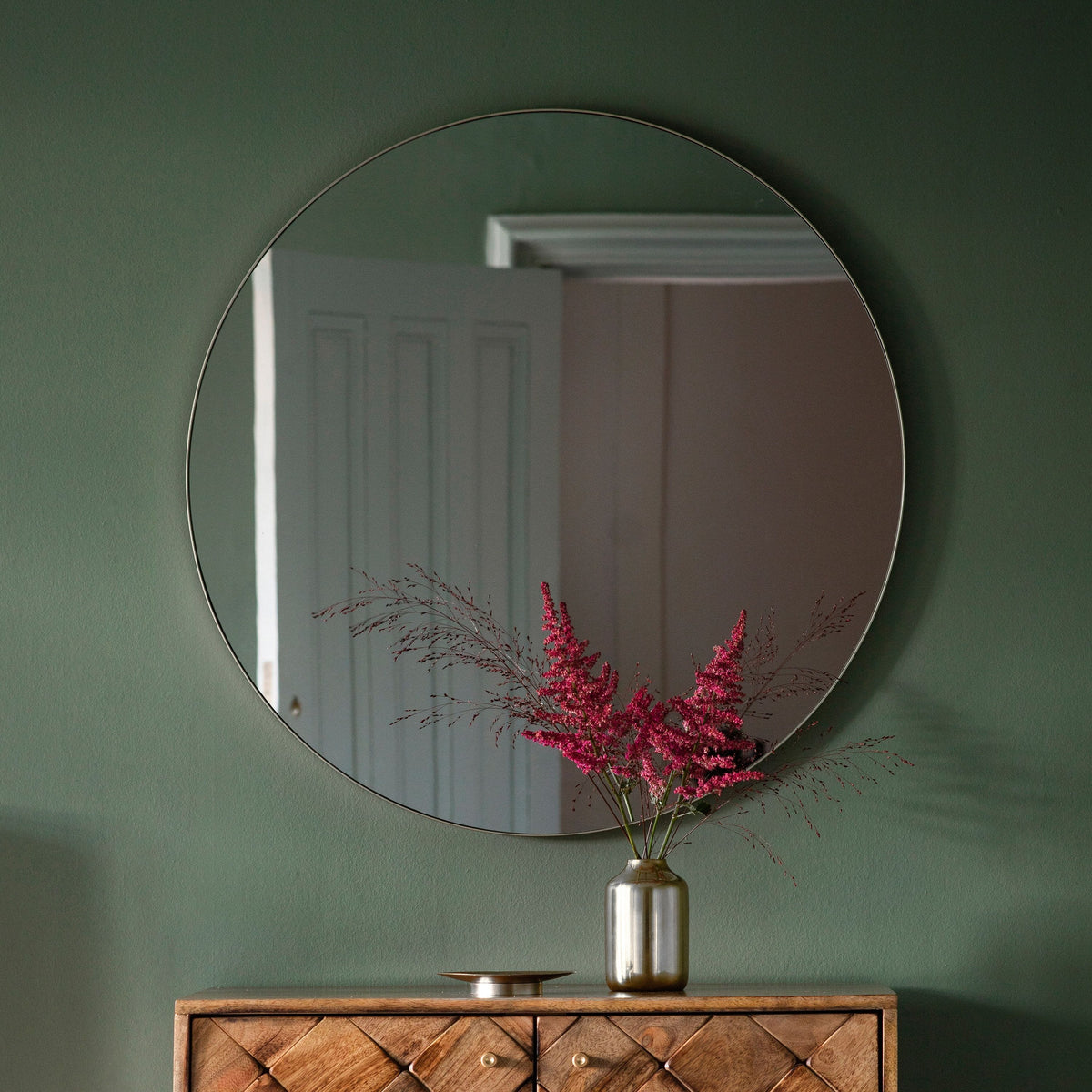 Beaminster Round Mirror Silver.
