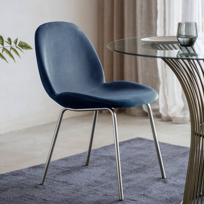 Bodhi Living Calenick Chair Petrol Blue Velvet (2pk) House of Isabella UK