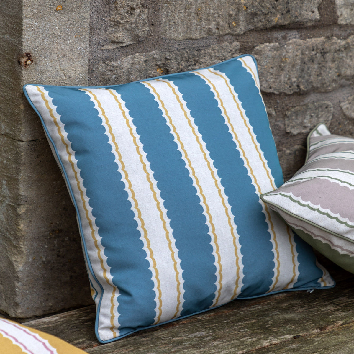 Bodhi Living Calivana Cushion Blue and Ochre House of Isabella UK