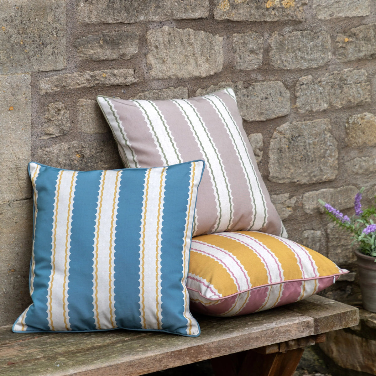 Bodhi Living Calivana Stripe Cushion Ochre and Pink House of Isabella UK