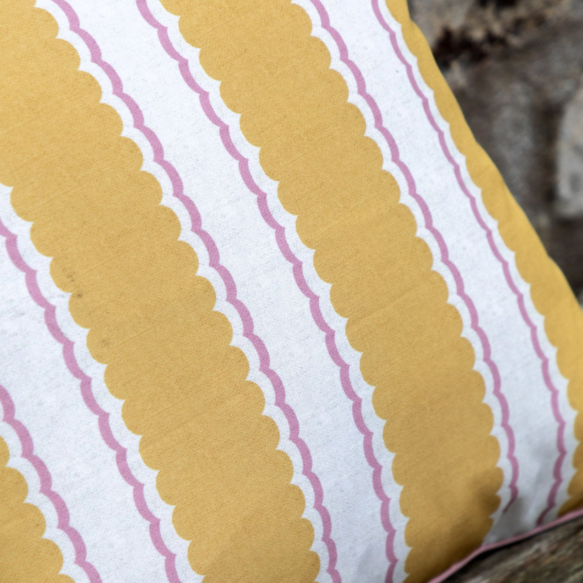 Bodhi Living Calivana Stripe Cushion Ochre and Pink House of Isabella UK