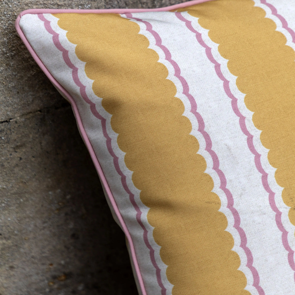 Bodhi Living Calivana Stripe Cushion Ochre and Pink House of Isabella UK