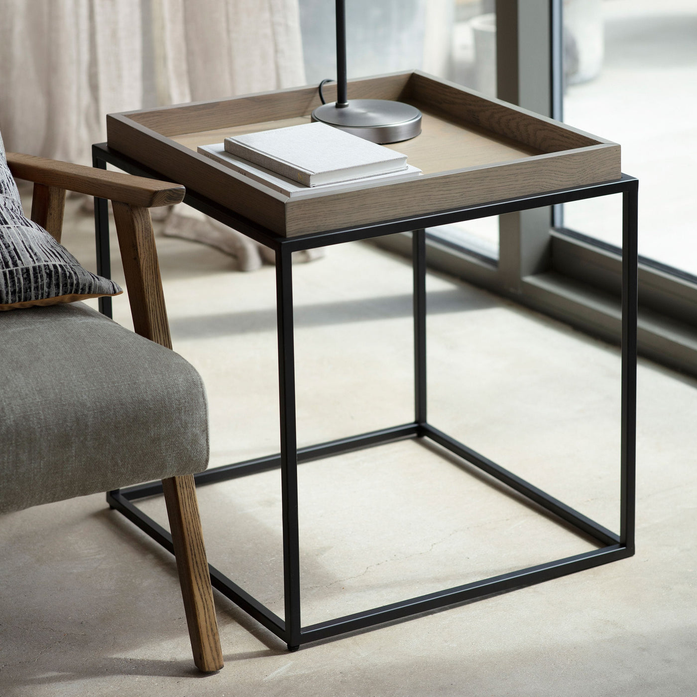 Bodhi Living Calvo Tray Side Table Grey House of Isabella UK