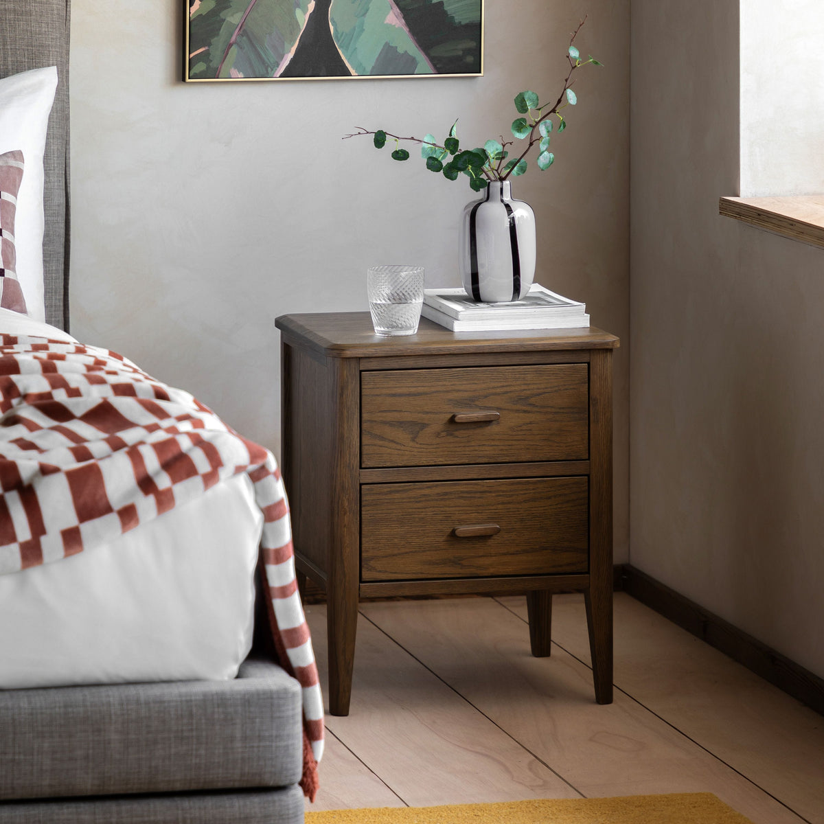 Bodhi Living Camden 2 Drawer Bedside Walnut House of Isabella UK