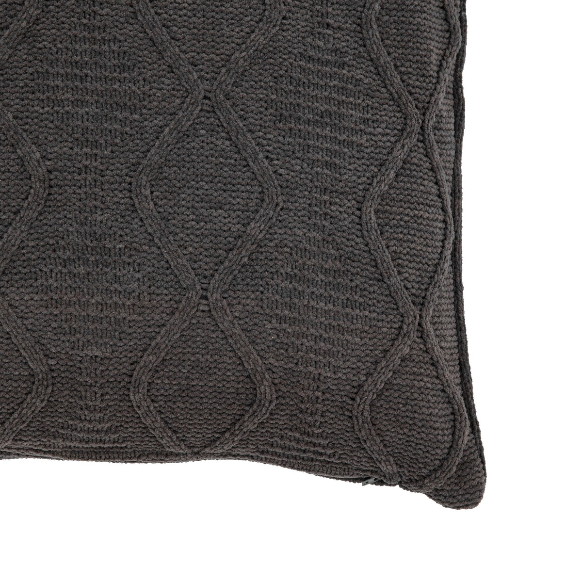 Bodhi Living Chenille Cable Cushion Grey House of Isabella UK