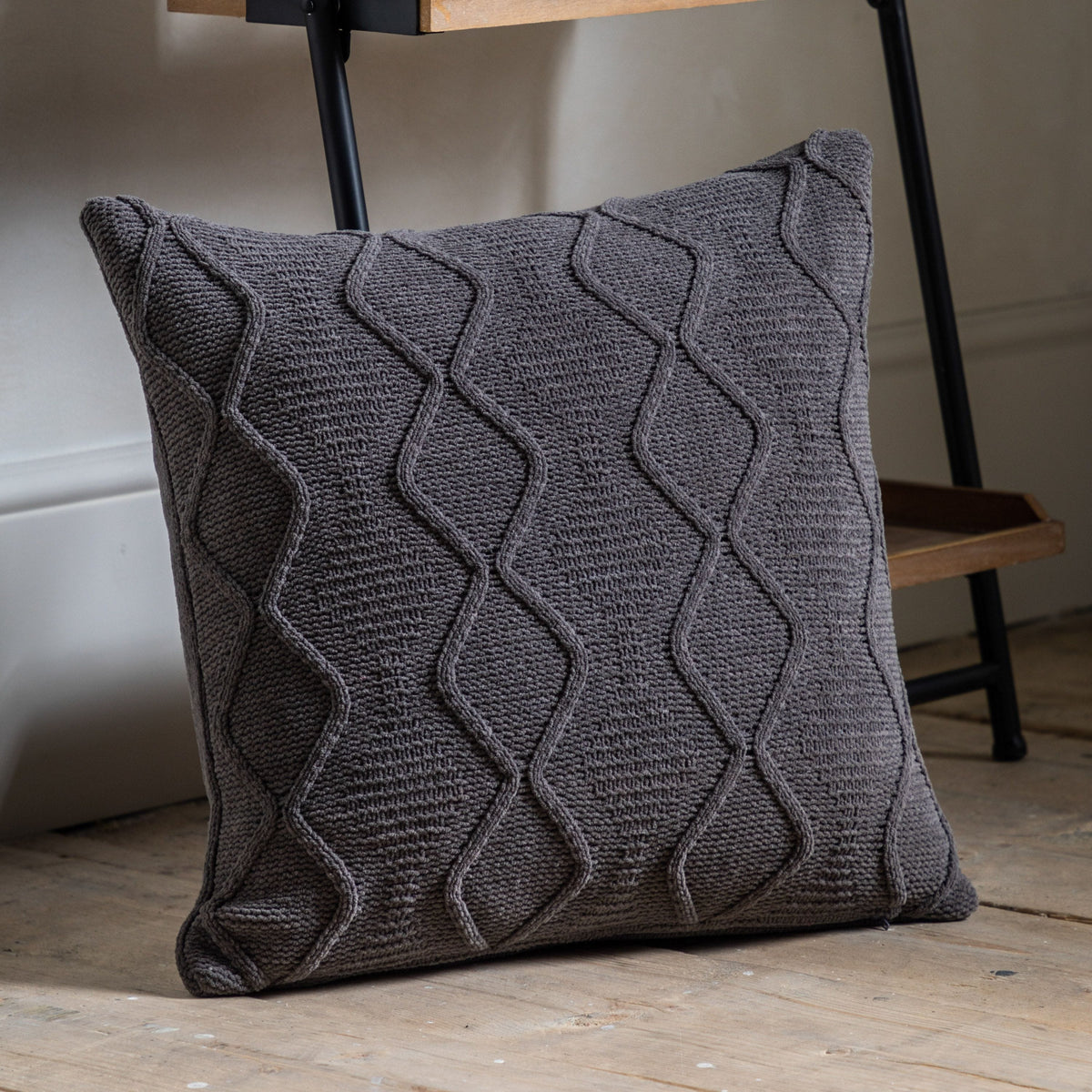 Bodhi Living Chenille Cable Cushion Grey House of Isabella UK
