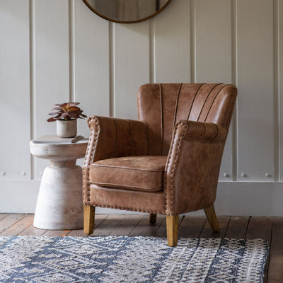 Bodhi Living Chew Armchair Brown Leather House of Isabella UK