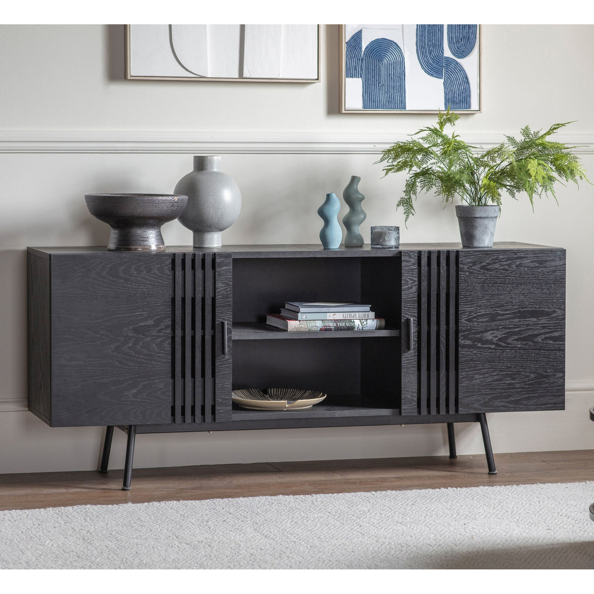 Chivery Sideboard Black 1600x420x700mm.