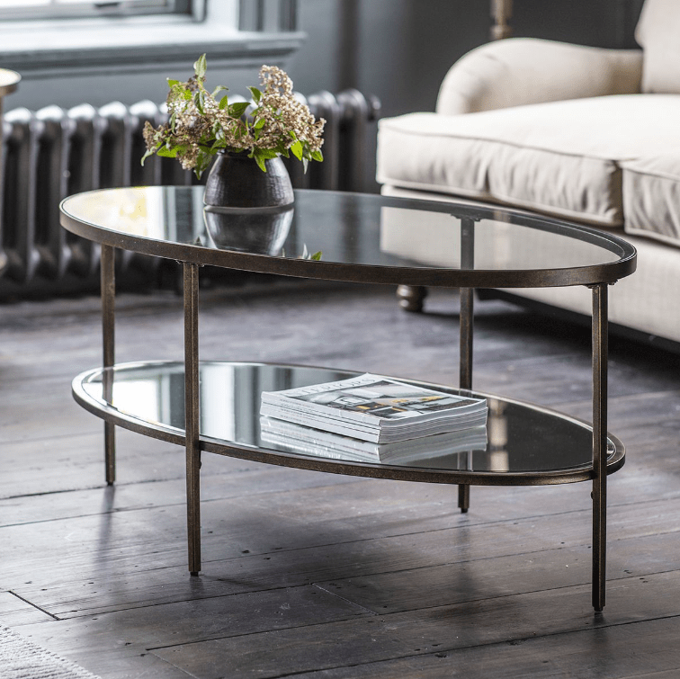 Cinderford Bronze Metal and Glass Coffee Table.