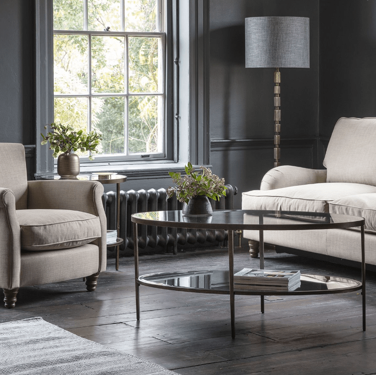 Cinderford Bronze Metal and Glass Coffee Table.