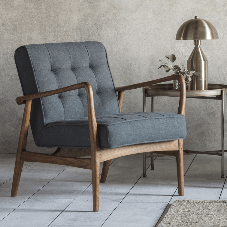 Clackwell Armchair Dark Grey Linen W700 x D740 x H800mm.