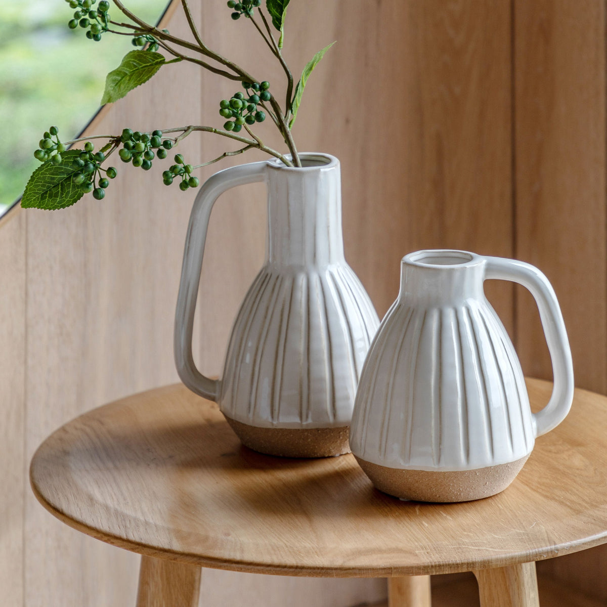 Bodhi Living Cromer Ceramic Handled Vase White Small House of Isabella UK