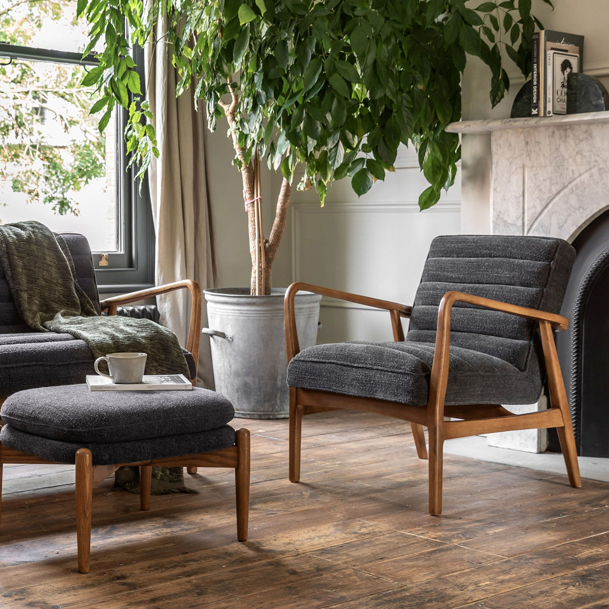 Bodhi Living Datzun Armchair Charcoal Boucle House of Isabella UK