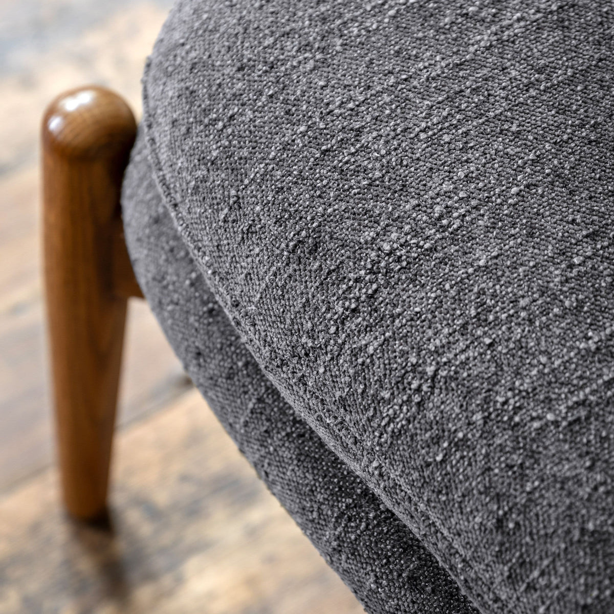 Datzun Footstool Charcoal Boucle.