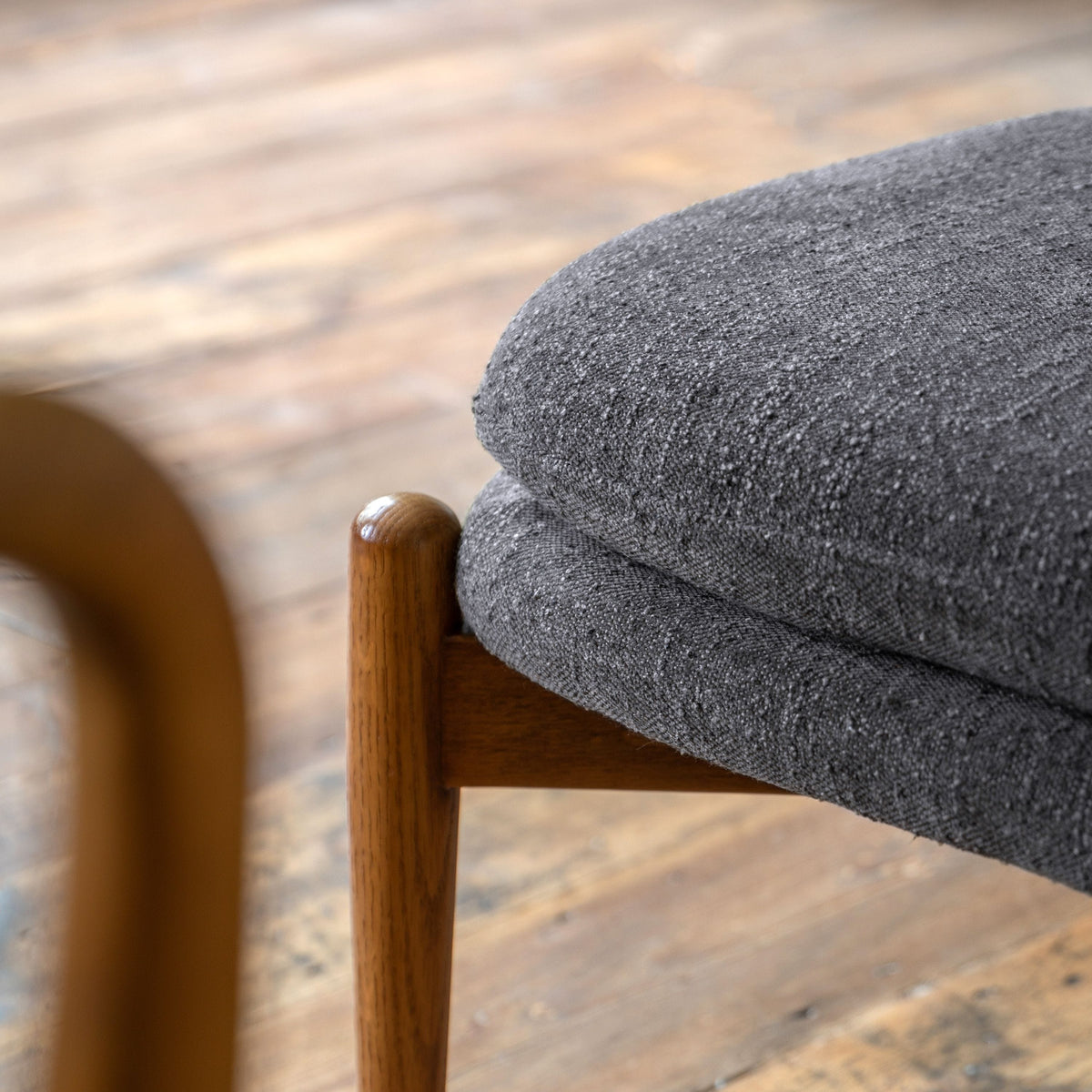 Datzun Footstool Charcoal Boucle.