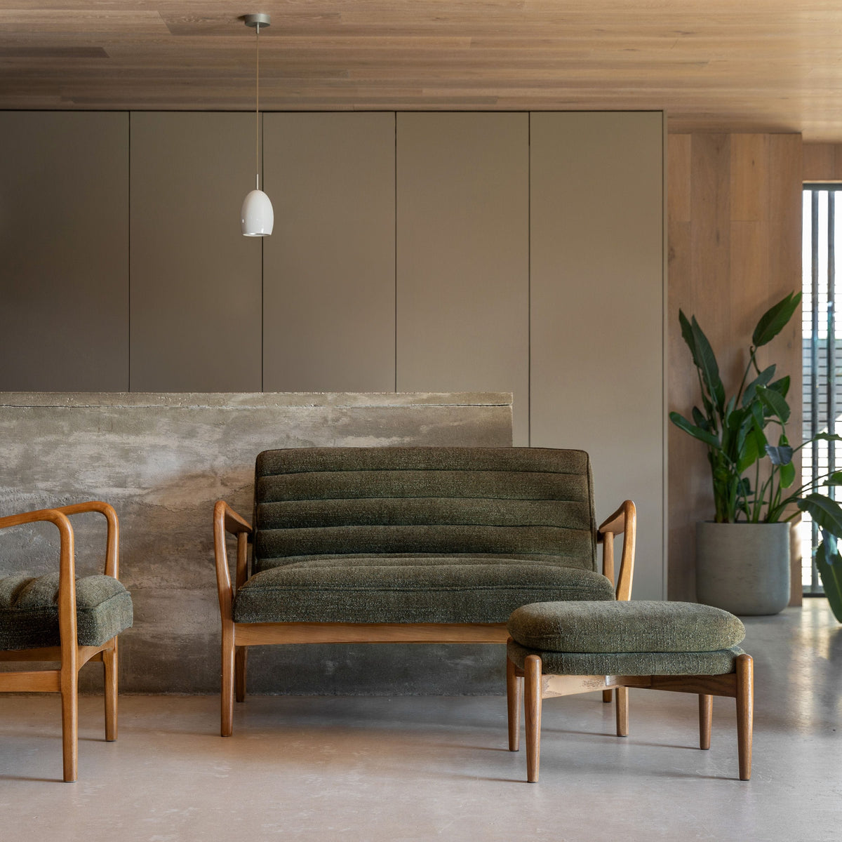 Bodhi Living Datzun Footstool Green Boucle House of Isabella UK