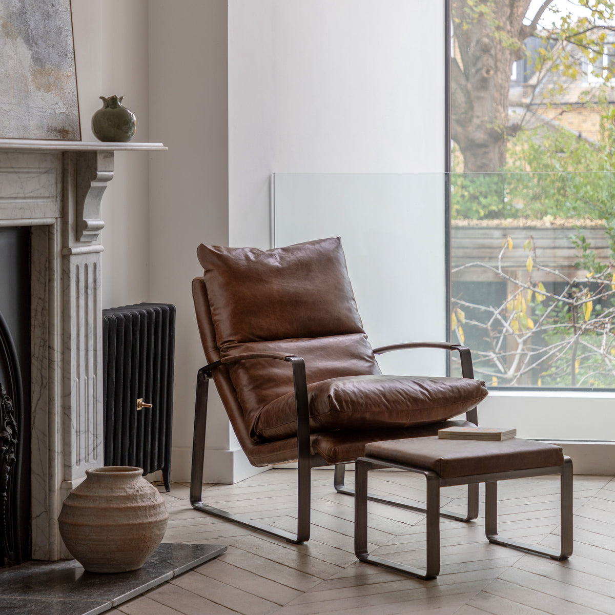 Bodhi Living Fabien Lounger Brown Leather House of Isabella UK