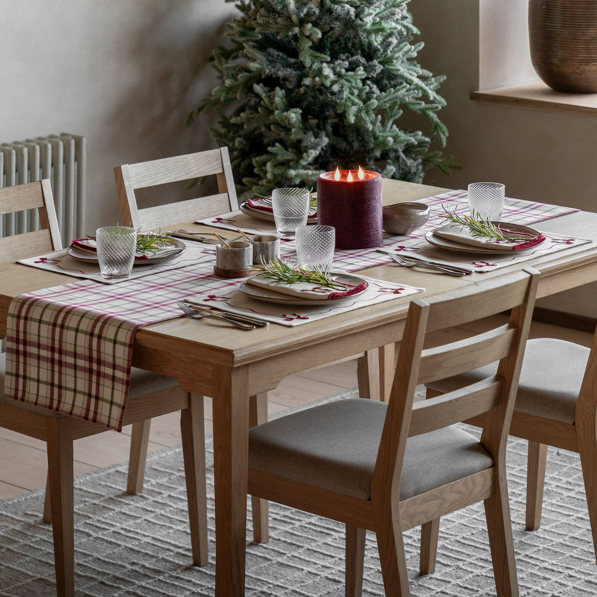 Bodhi Living Heritage Christmas Check Table Runner Small House of Isabella UK