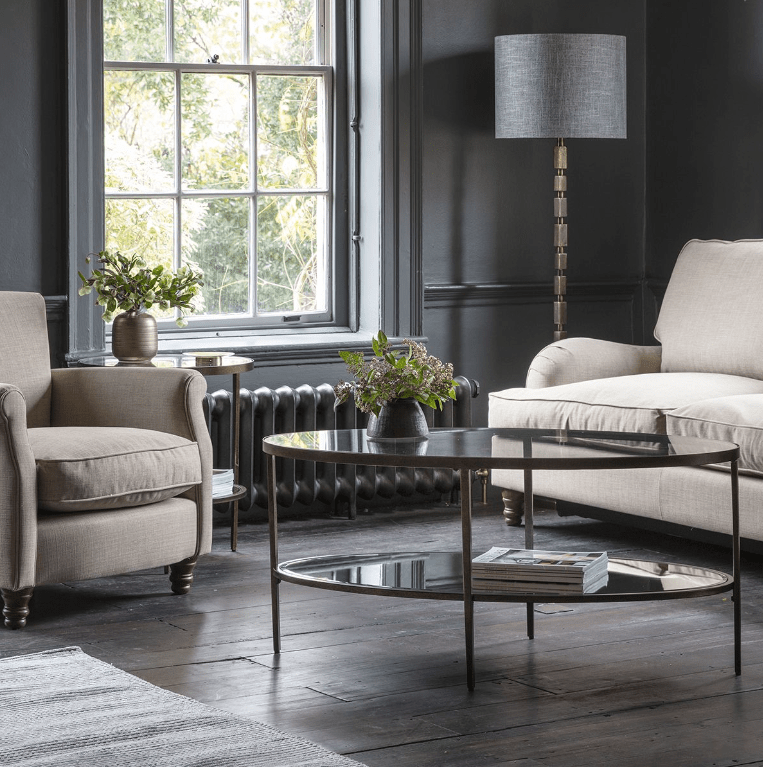 Cinderford Bronze Metal and Glass Side Table.