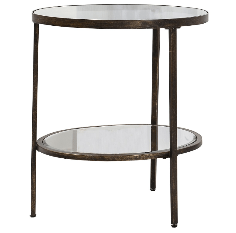 Cinderford Bronze Metal and Glass Side Table.