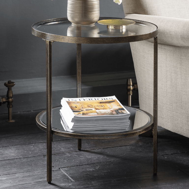 Cinderford Bronze Metal and Glass Side Table.