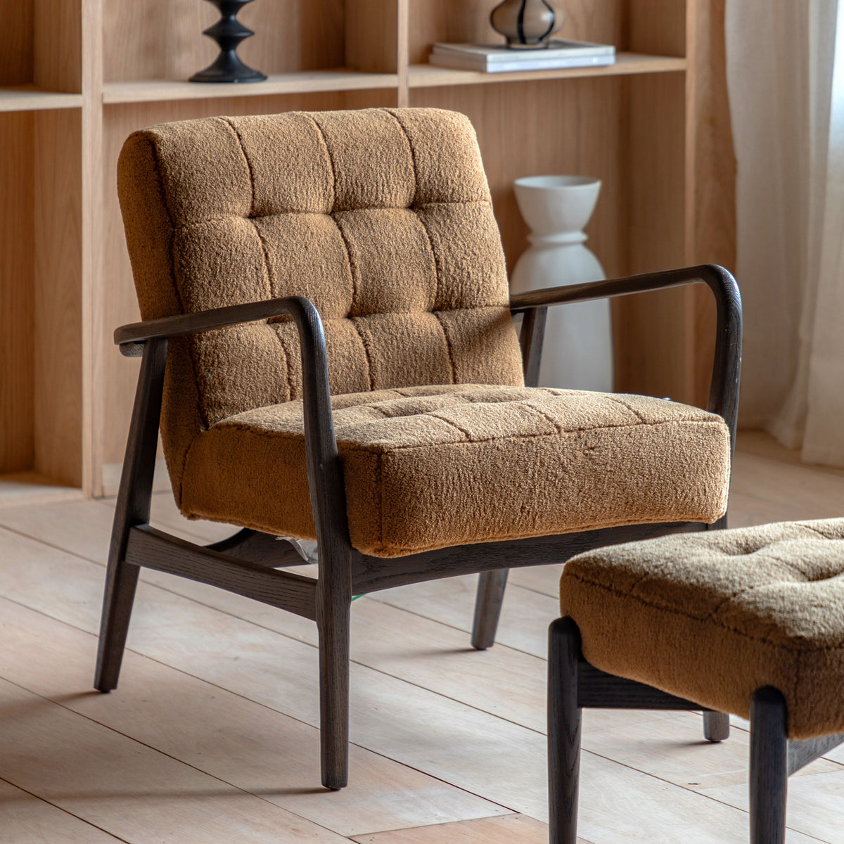 Bodhi Living Humber Armchair Ochre Faux Sheepskin House of Isabella UK