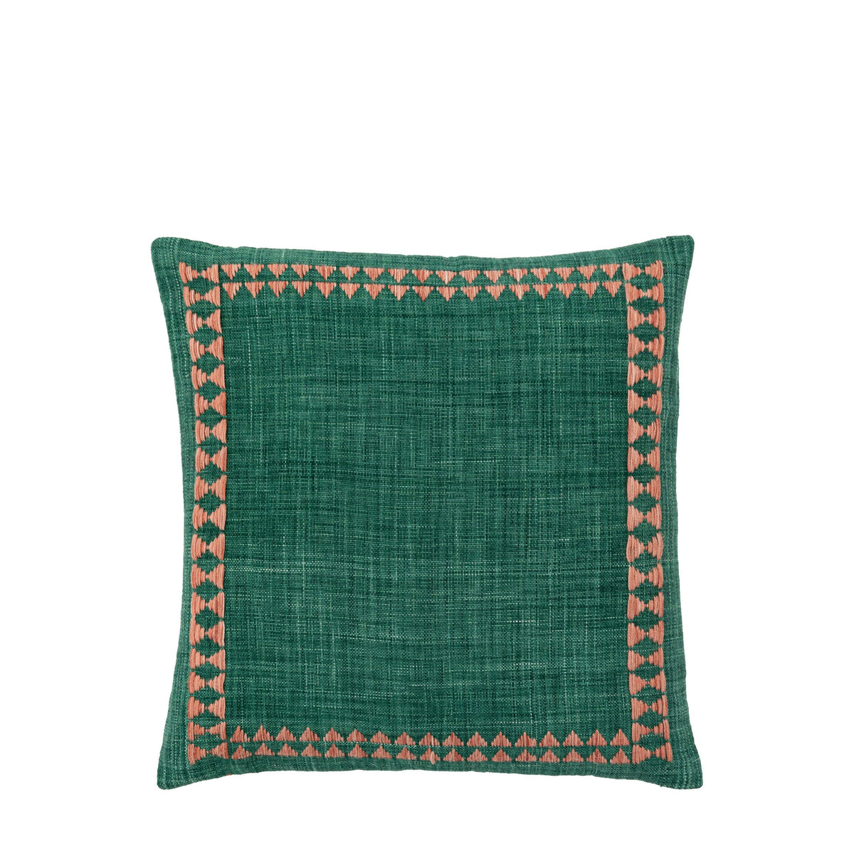 Bodhi Living Kai Embroidered Border Cushion Green House of Isabella UK