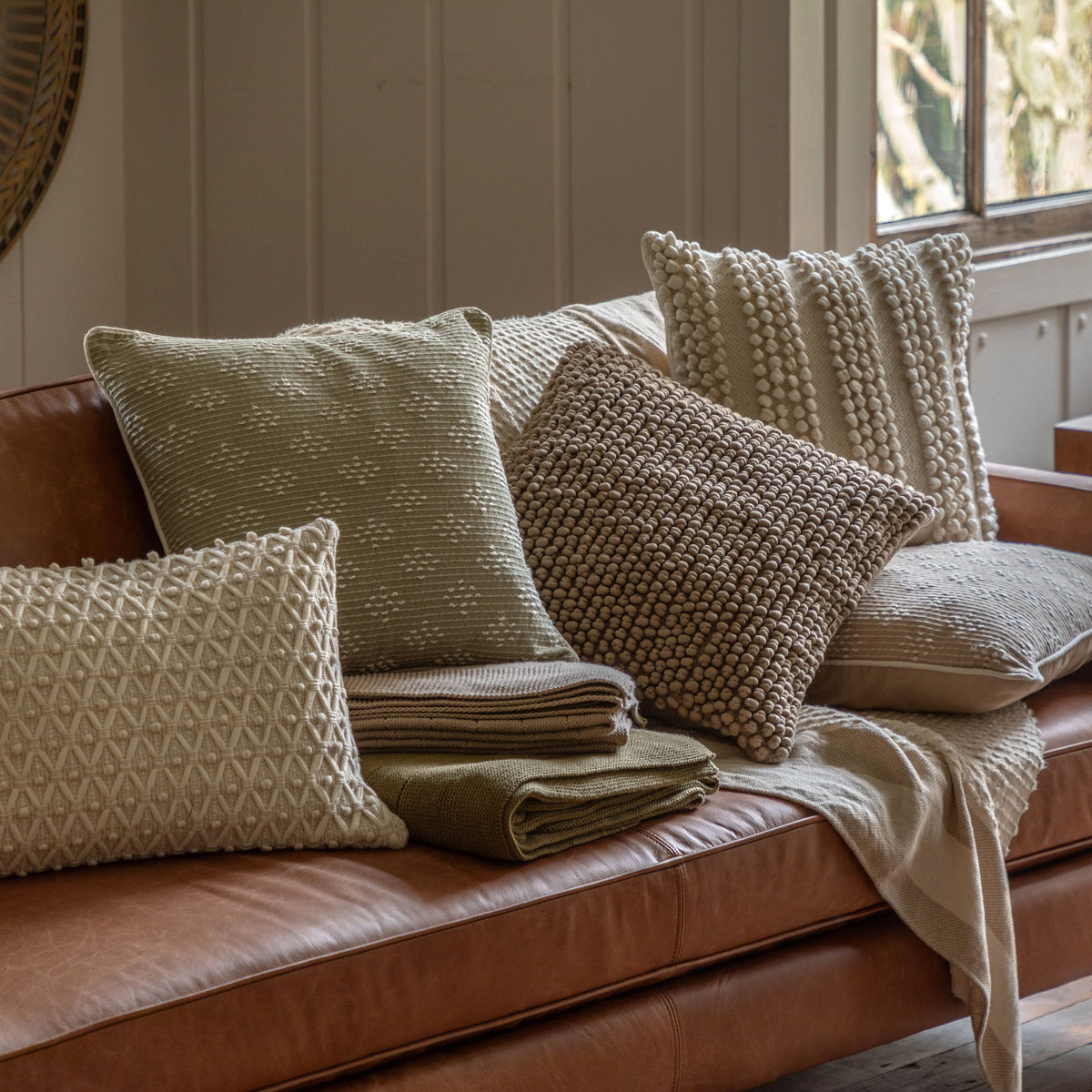 Bodhi Living Lanzo Woven Cushion Taupe House of Isabella UK