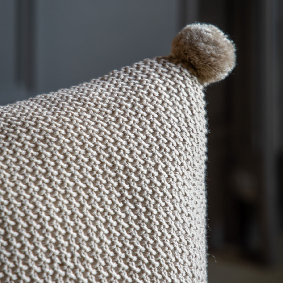 Bodhi Living Moss Stitch PomPom Cushion Natural House of Isabella UK