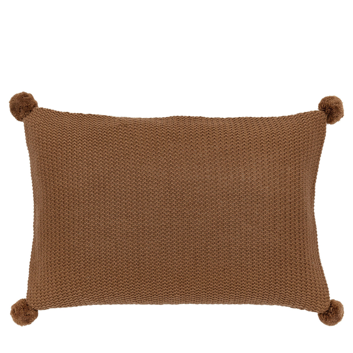 Bodhi Living Moss Stitched Pom Pom Cushion Tan House of Isabella UK
