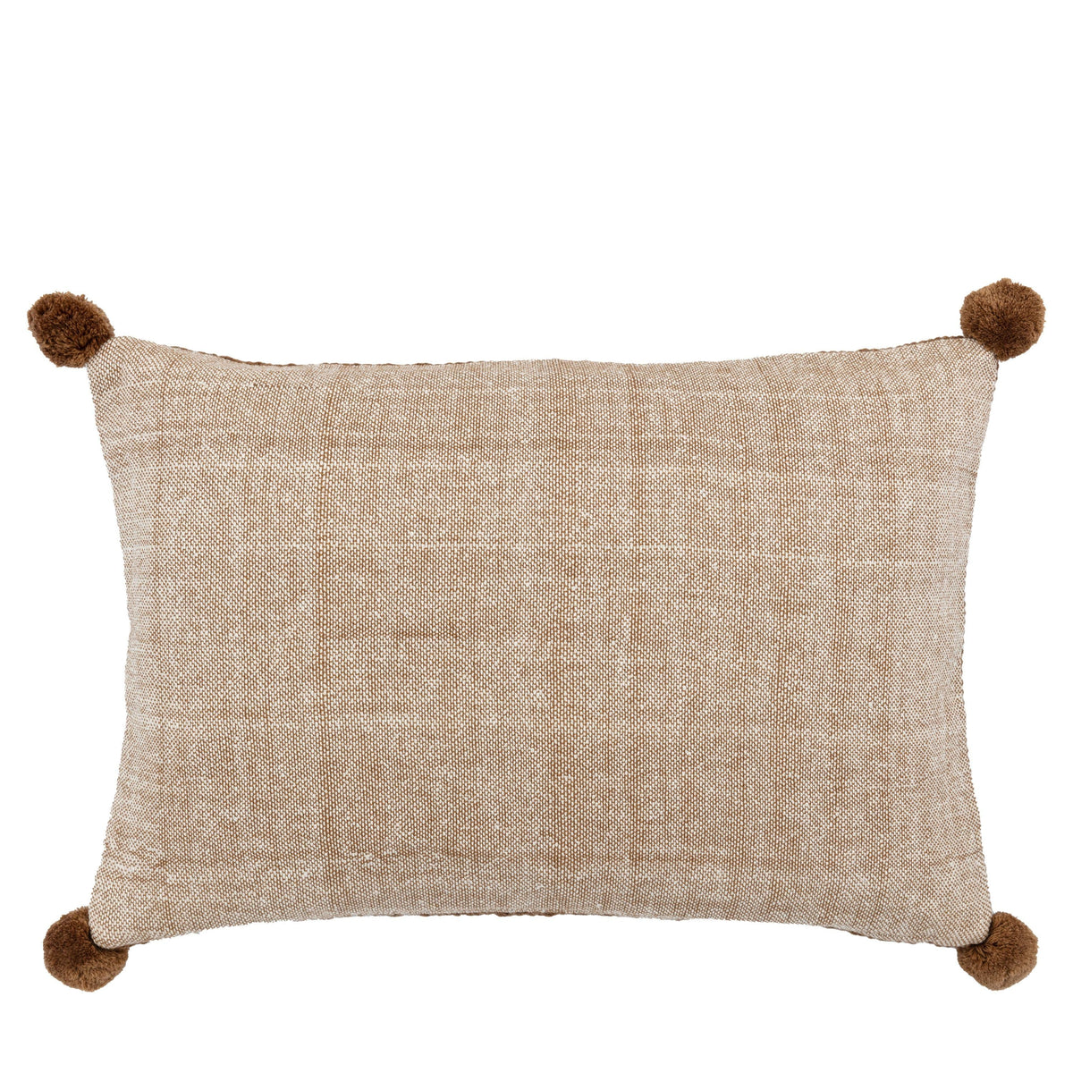 Bodhi Living Moss Stitched Pom Pom Cushion Tan House of Isabella UK