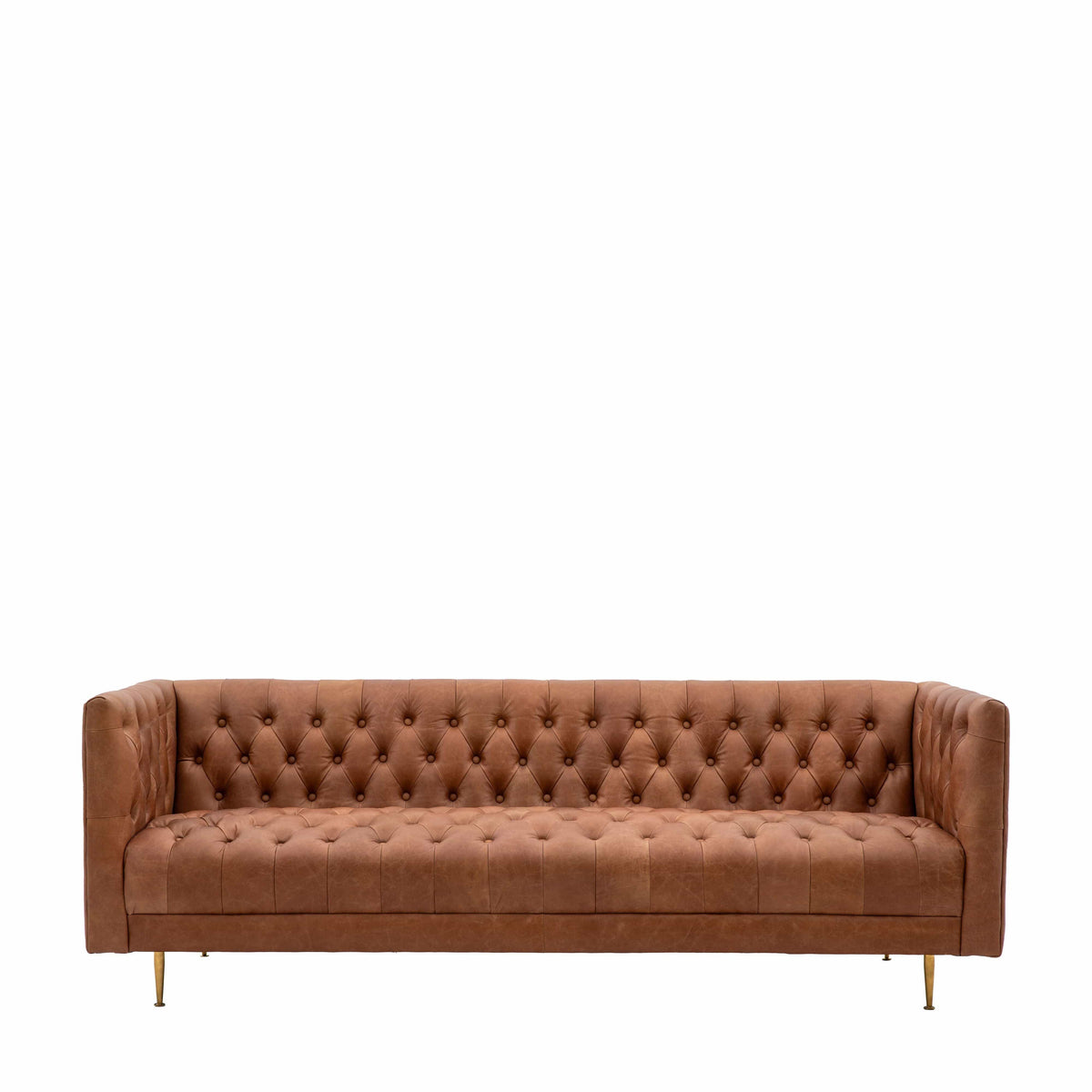 Mossley Sofa Antique Brown Leather 810x2100x735mm.