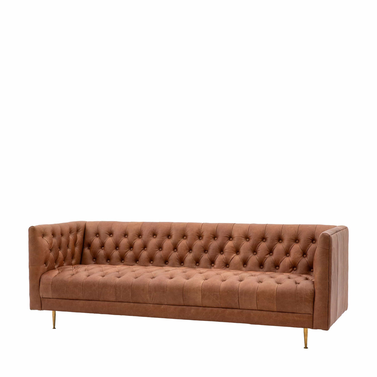 Mossley Sofa Antique Brown Leather 810x2100x735mm.