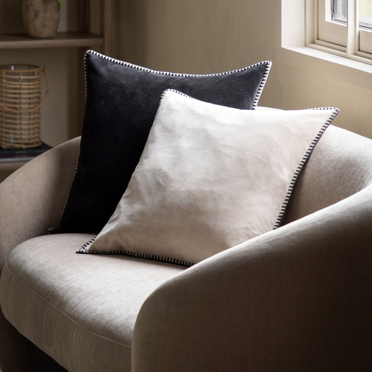 Bodhi Living Nico Velvet Cushion Taupe House of Isabella UK
