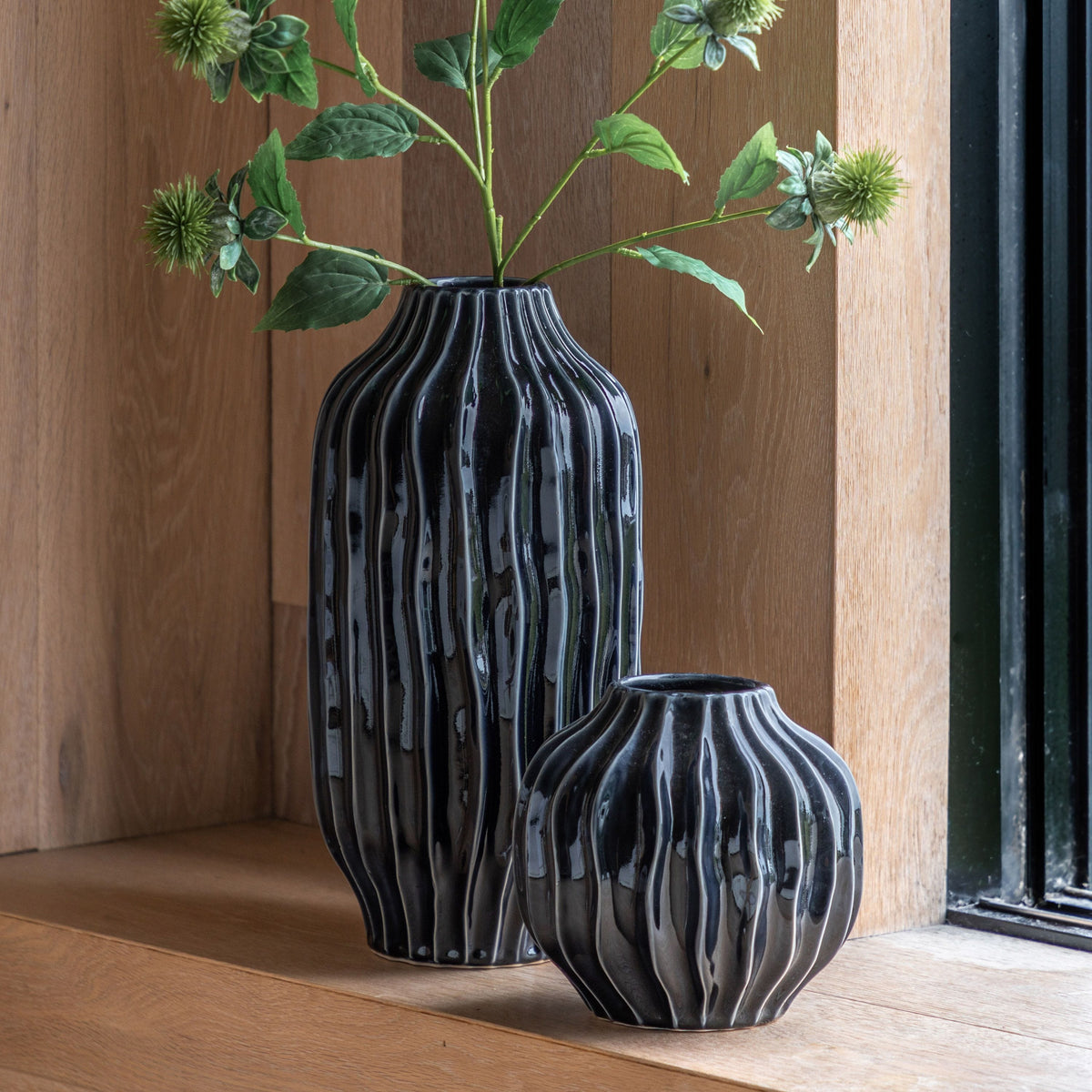 Bodhi Living Organic Ribbed Vase Midnight Small House of Isabella UK