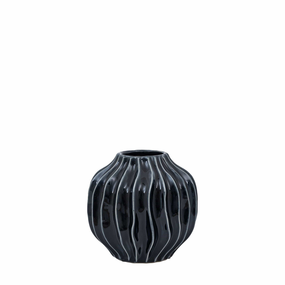 Bodhi Living Organic Ribbed Vase Midnight Small House of Isabella UK