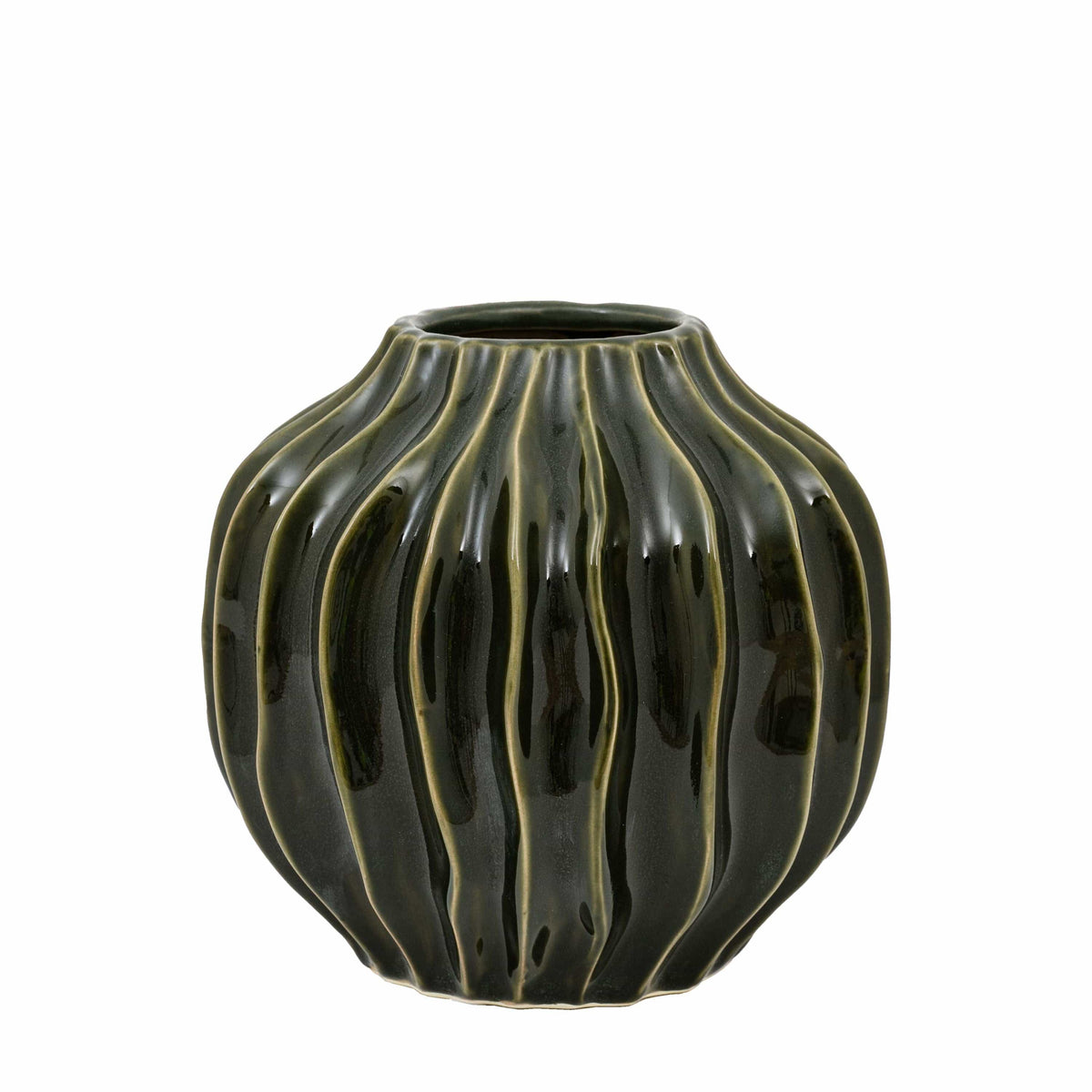 Bodhi Living Organic Ribbed Vase Olive Small House of Isabella UK