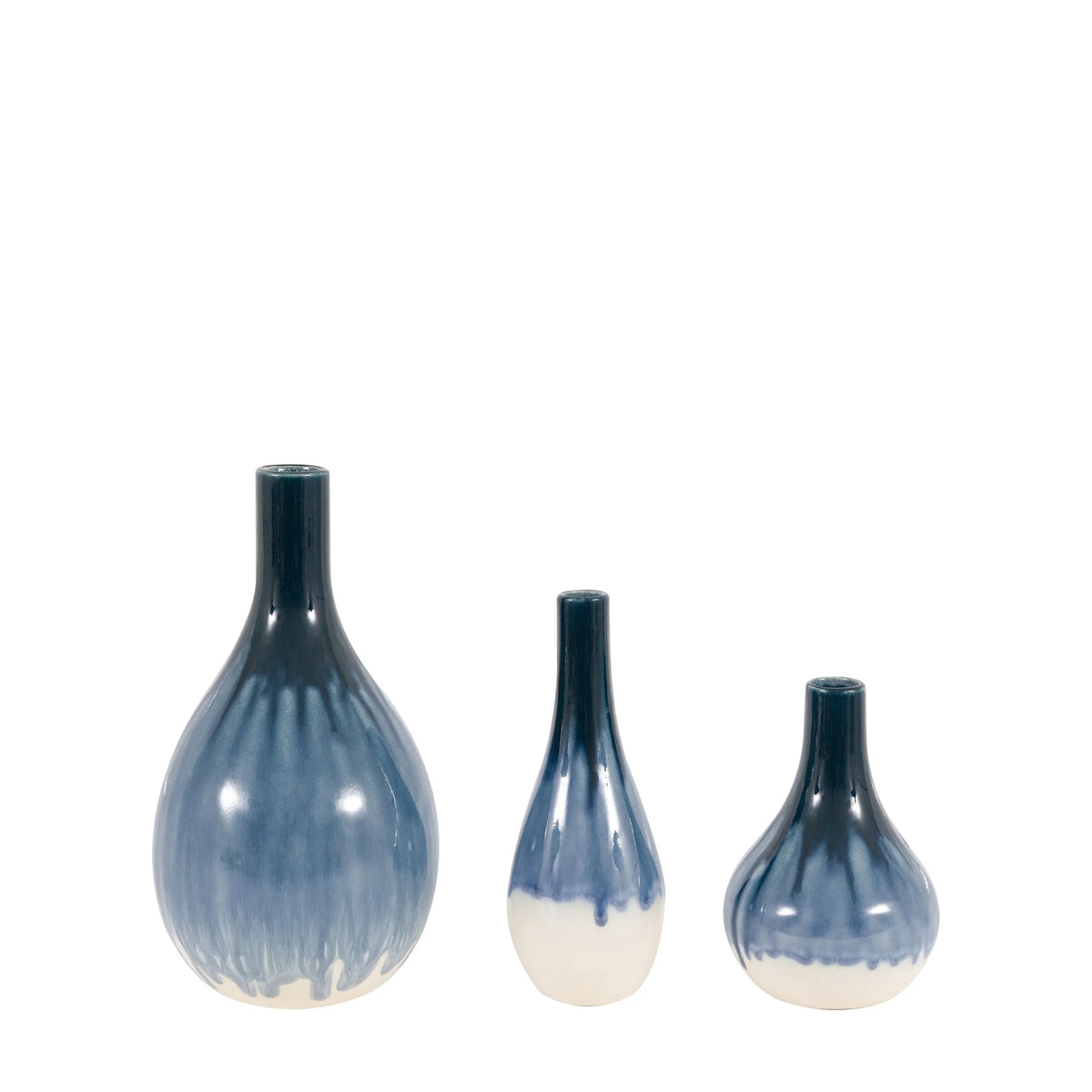 Bodhi Living Orro Blue Organic Fade Ceramic Vase Set of 3 House of Isabella UK