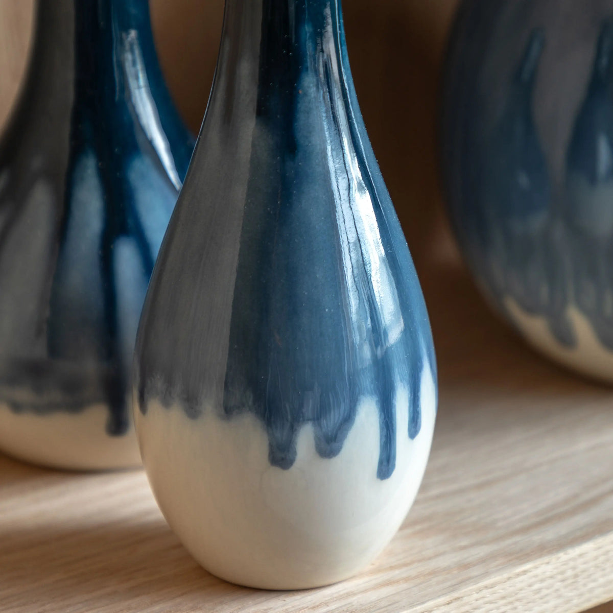 Bodhi Living Orro Blue Organic Fade Ceramic Vase Set of 3 House of Isabella UK