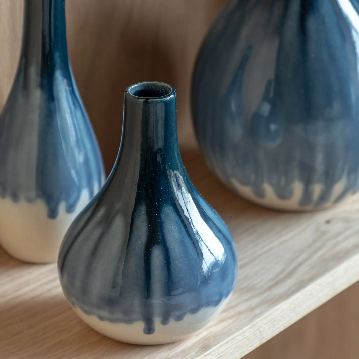 Bodhi Living Orro Blue Organic Fade Ceramic Vase Set of 3 House of Isabella UK