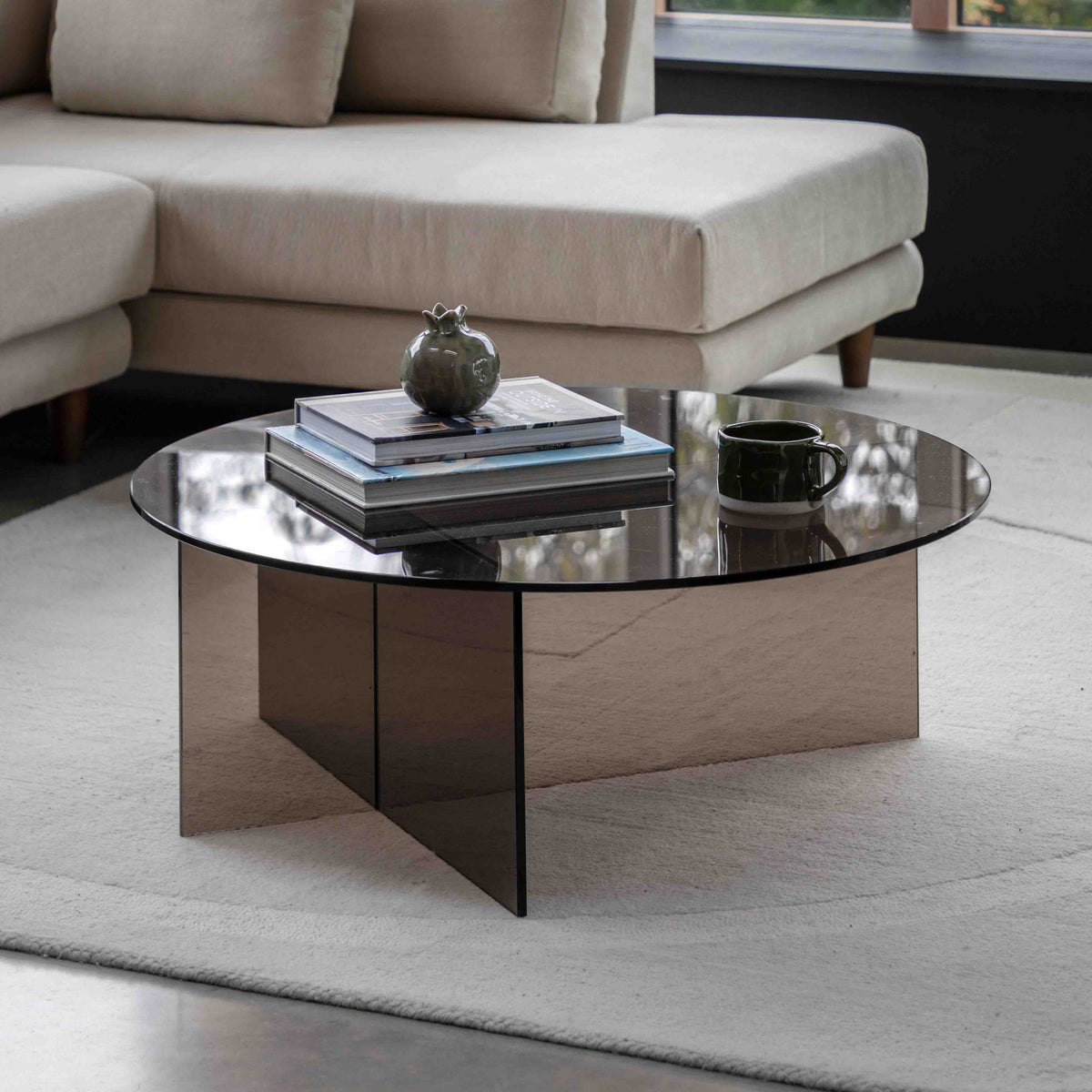 Bodhi Living Parioli Glass Coffee Table Charcoal House of Isabella UK